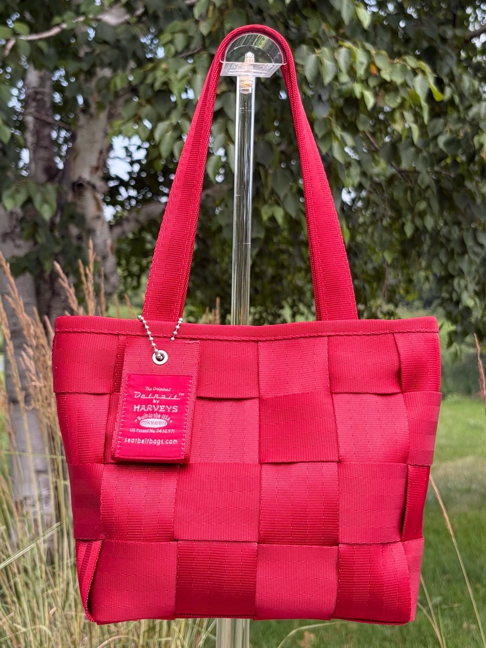 Vintage Harvey’s “The Original Detroit” Seatbelt Bag Small Tote Red EUC - Picture 3 of 15